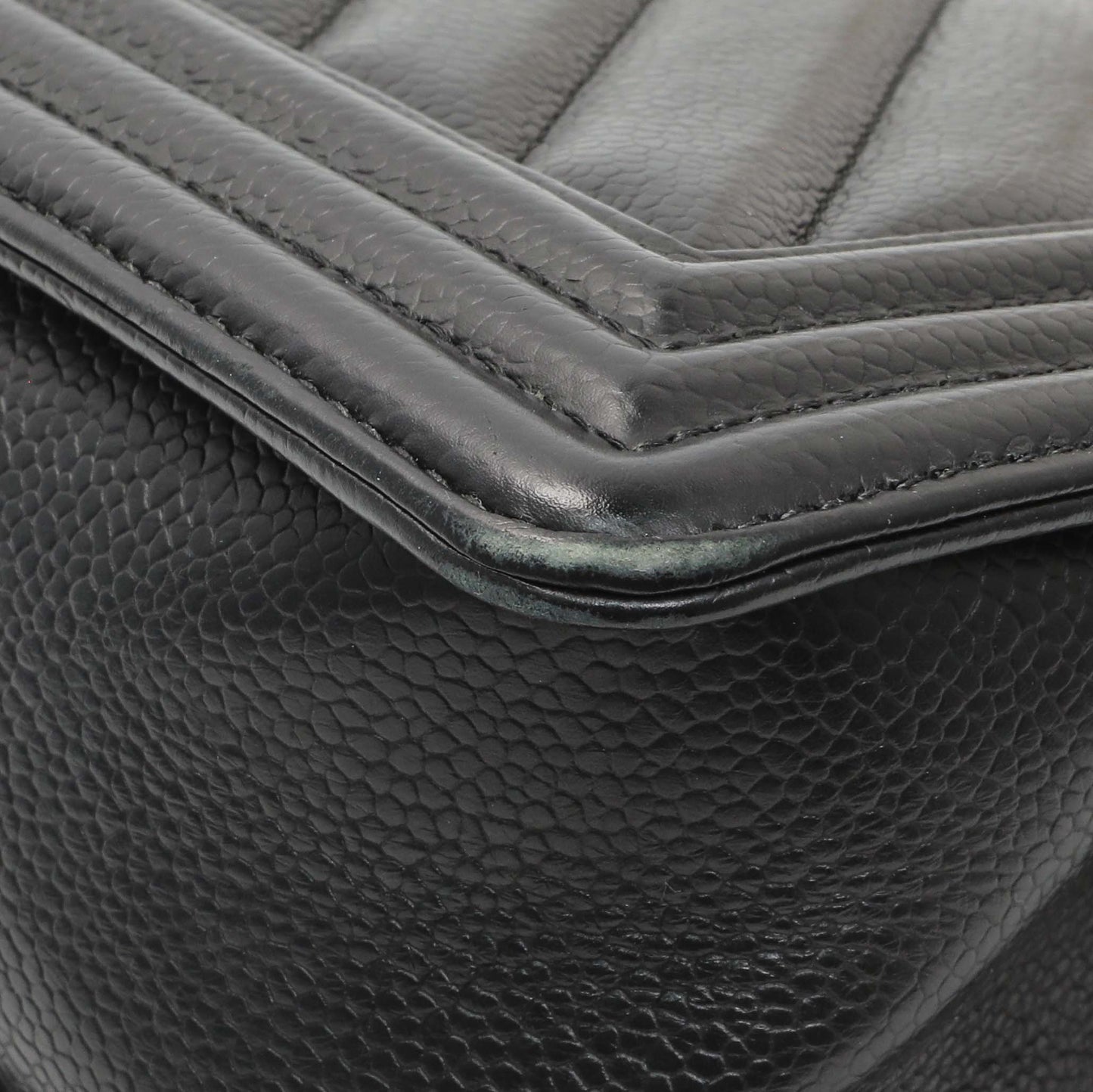 Exclusive Chanel Black Chevron Quilted Caviar Medium Boy Flap — Alternate View 7