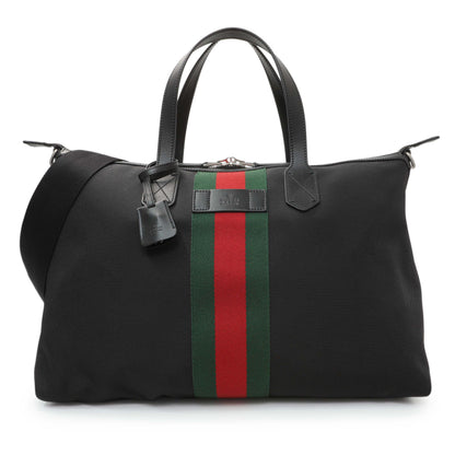 Exclusive Gucci Black Techno Canvas Web Duffle — Front View