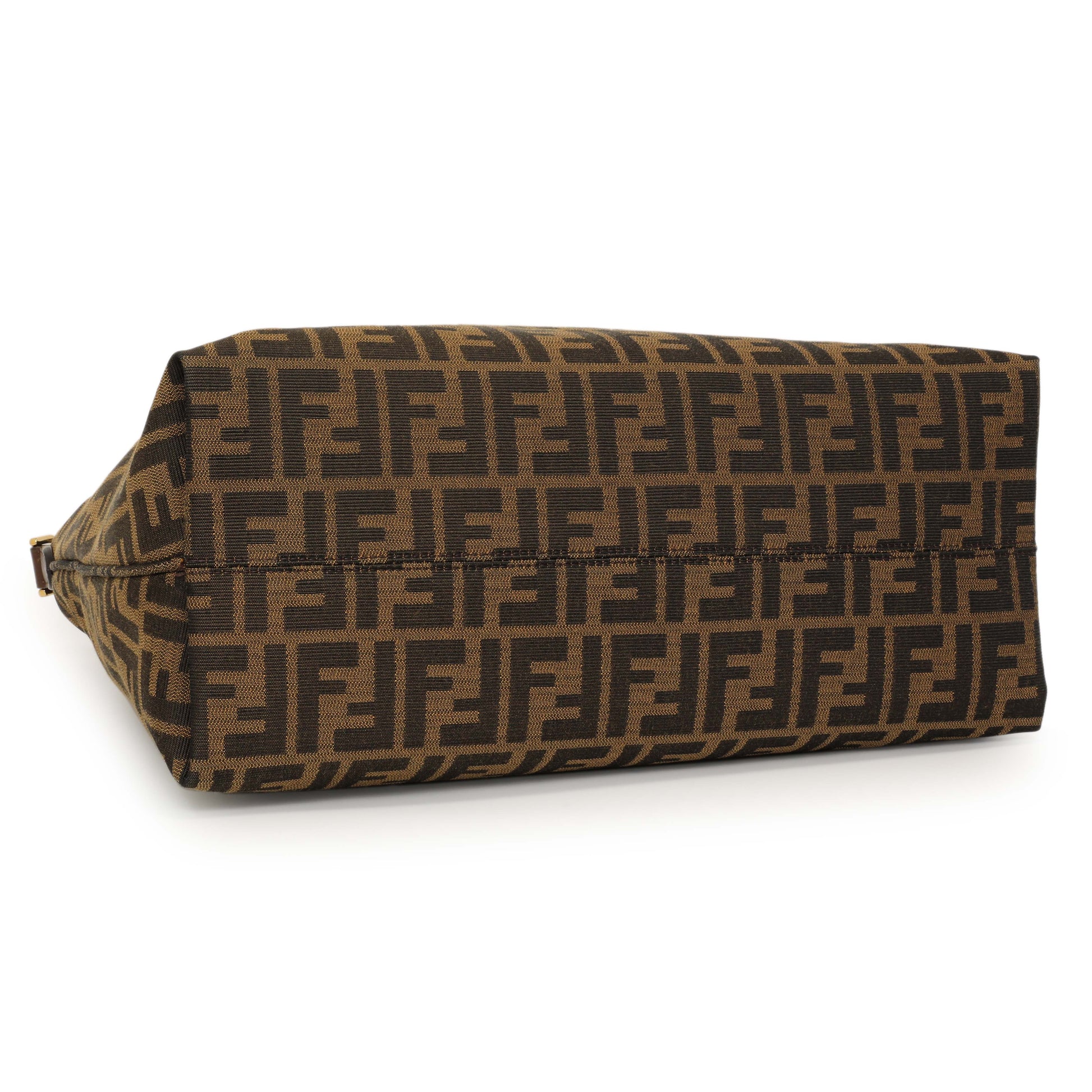Exclusive Fendi Tobacco Zucca Vitello Artic Small Clasp Top Hobo Bag — Back View