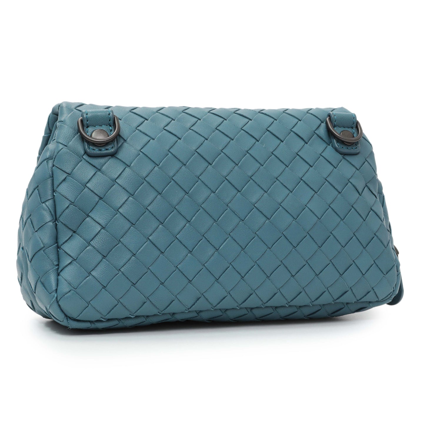 Exclusive Bottega Veneta Blue Intrecciato Nappa Expandable Chain Crossbody Bag Intrecciato Nappa — Side View