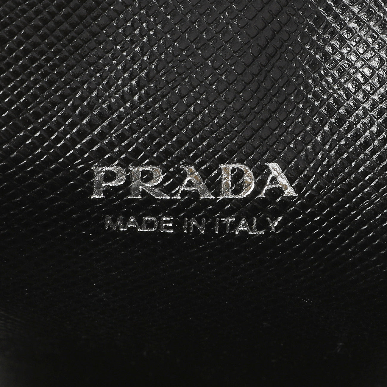 Exclusive Prada Black Saffiano Triangle Lanyard Phone Case — Detail View