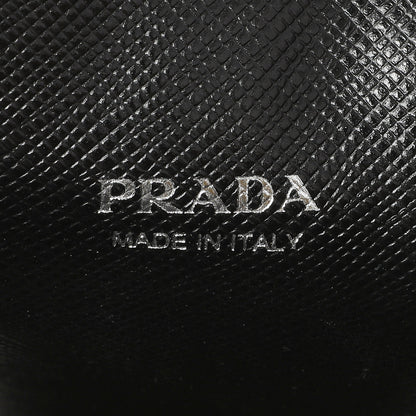 Exclusive Prada Black Saffiano Triangle Lanyard Phone Case — Detail View