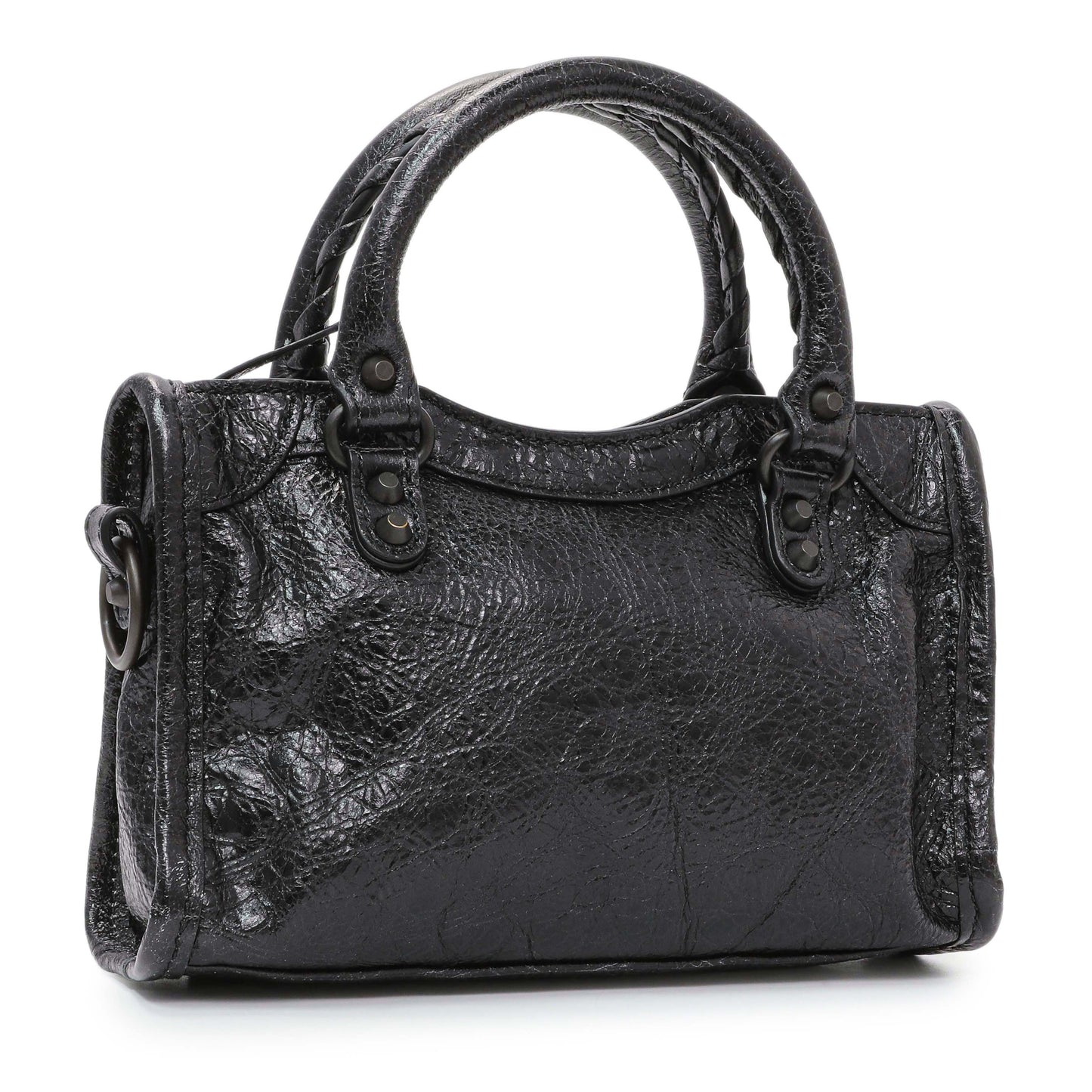 Exclusive Balenciaga Black Agneau Classic Hardware Nano City — Side View