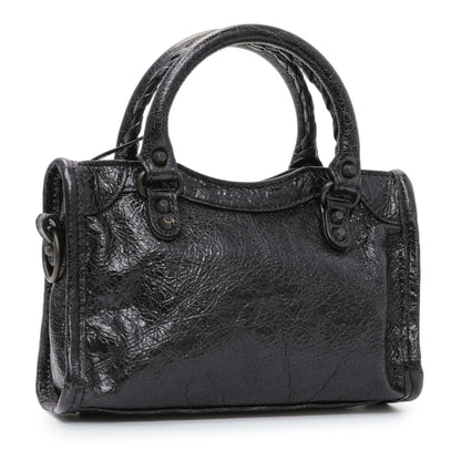 Exclusive Balenciaga Black Agneau Classic Hardware Nano City — Side View