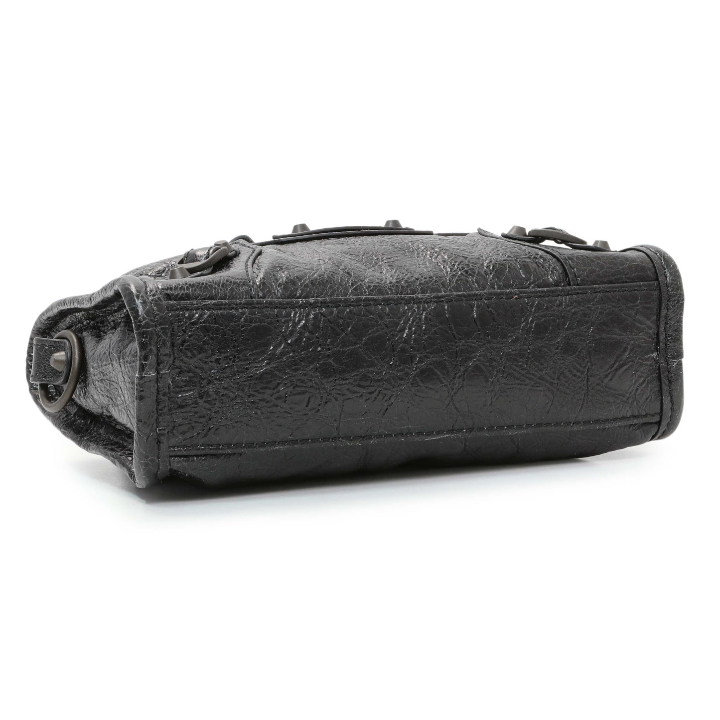 Exclusive Balenciaga Black Agneau Classic Hardware Nano City — Back View