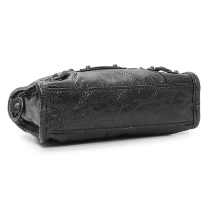 Exclusive Balenciaga Black Agneau Classic Hardware Nano City — Back View