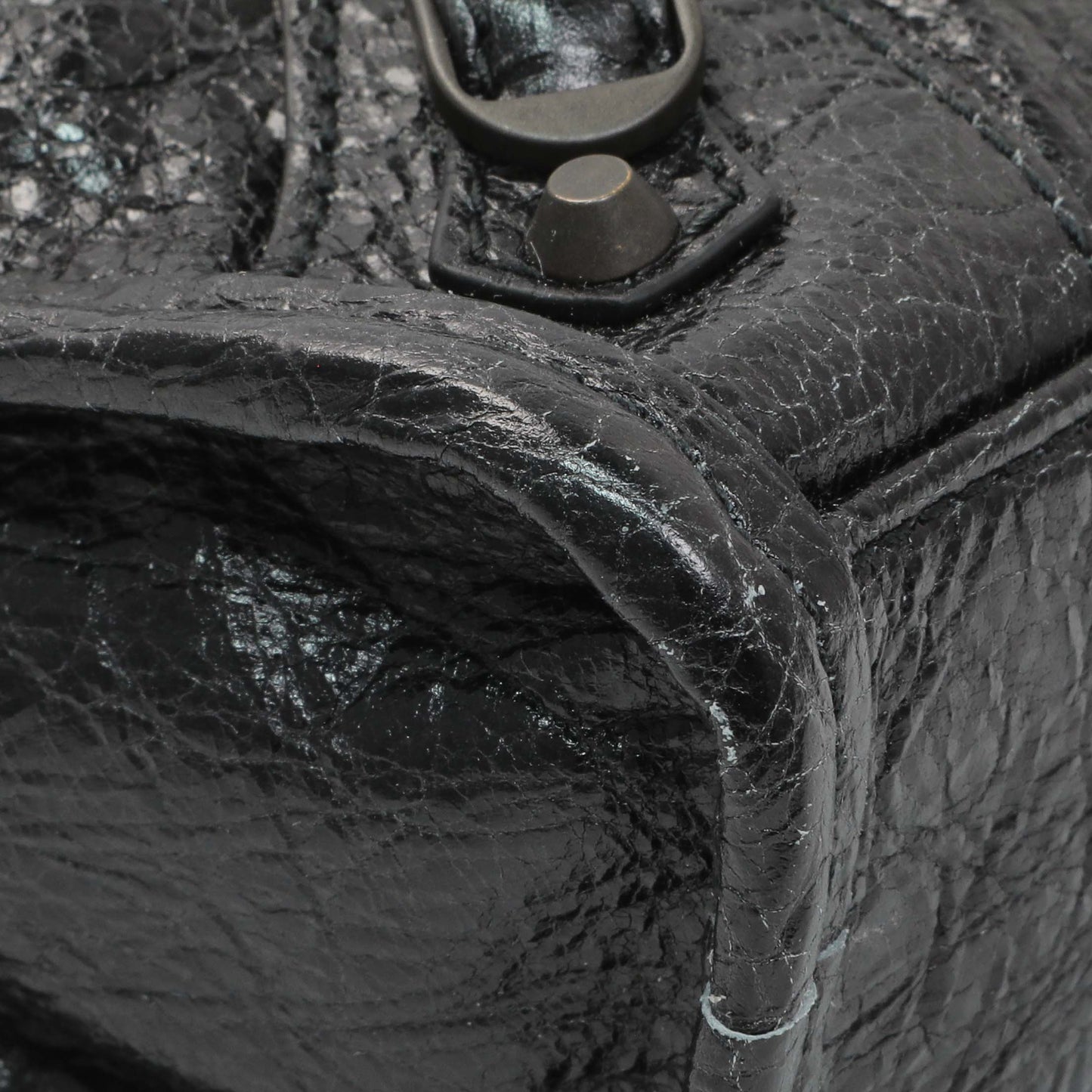 Exclusive Balenciaga Black Agneau Classic Hardware Nano City — Top View