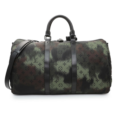 Exclusive Louis Vuitton Nylon Monogram Camouflage Keepall 50 Bandouliere — Front View