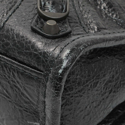 Exclusive Balenciaga Black Agneau Classic Hardware Nano City — Detail View