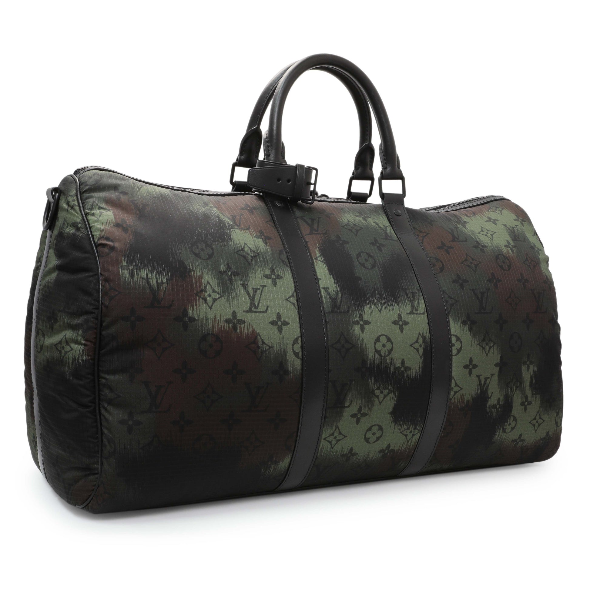 Exclusive Louis Vuitton Nylon Monogram Camouflage Keepall 50 Bandouliere — Side View