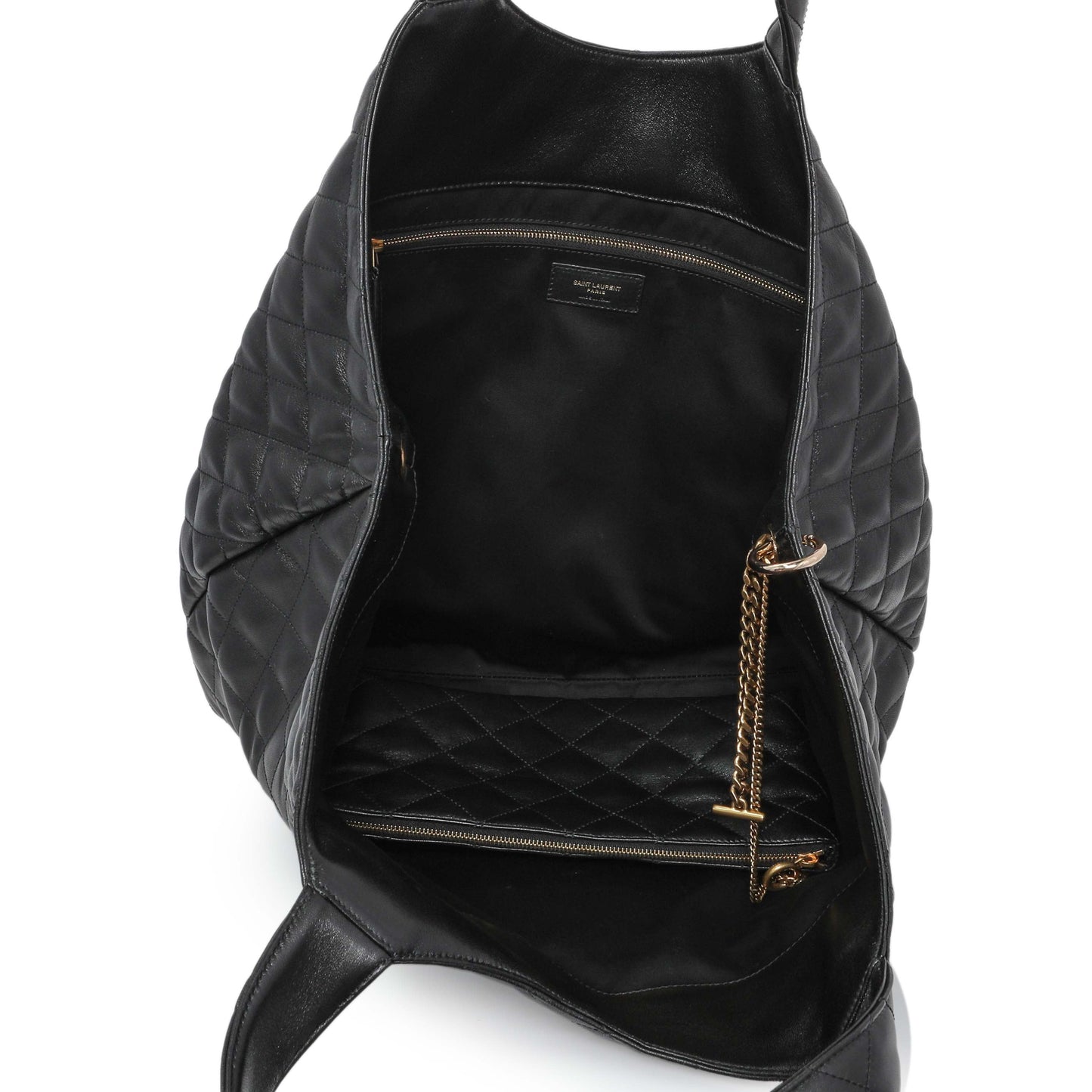 Exclusive Saint Laurent Black Lambskin Quilted Maxi Icare Shopping Tote — Top View