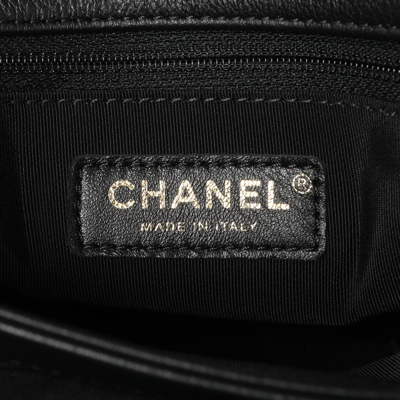 Exclusive Chanel Black Calfskin Medium Chevron Chic Top Handle Flap — Detail View