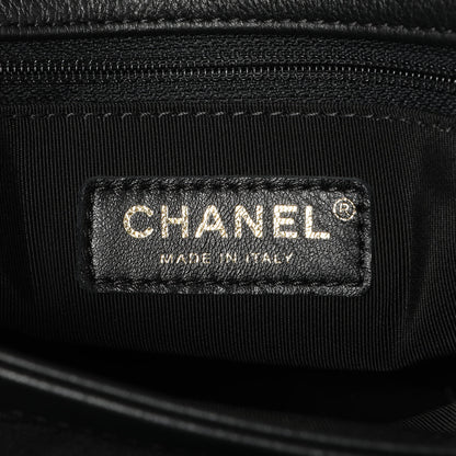 Exclusive Chanel Black Calfskin Medium Chevron Chic Top Handle Flap — Detail View