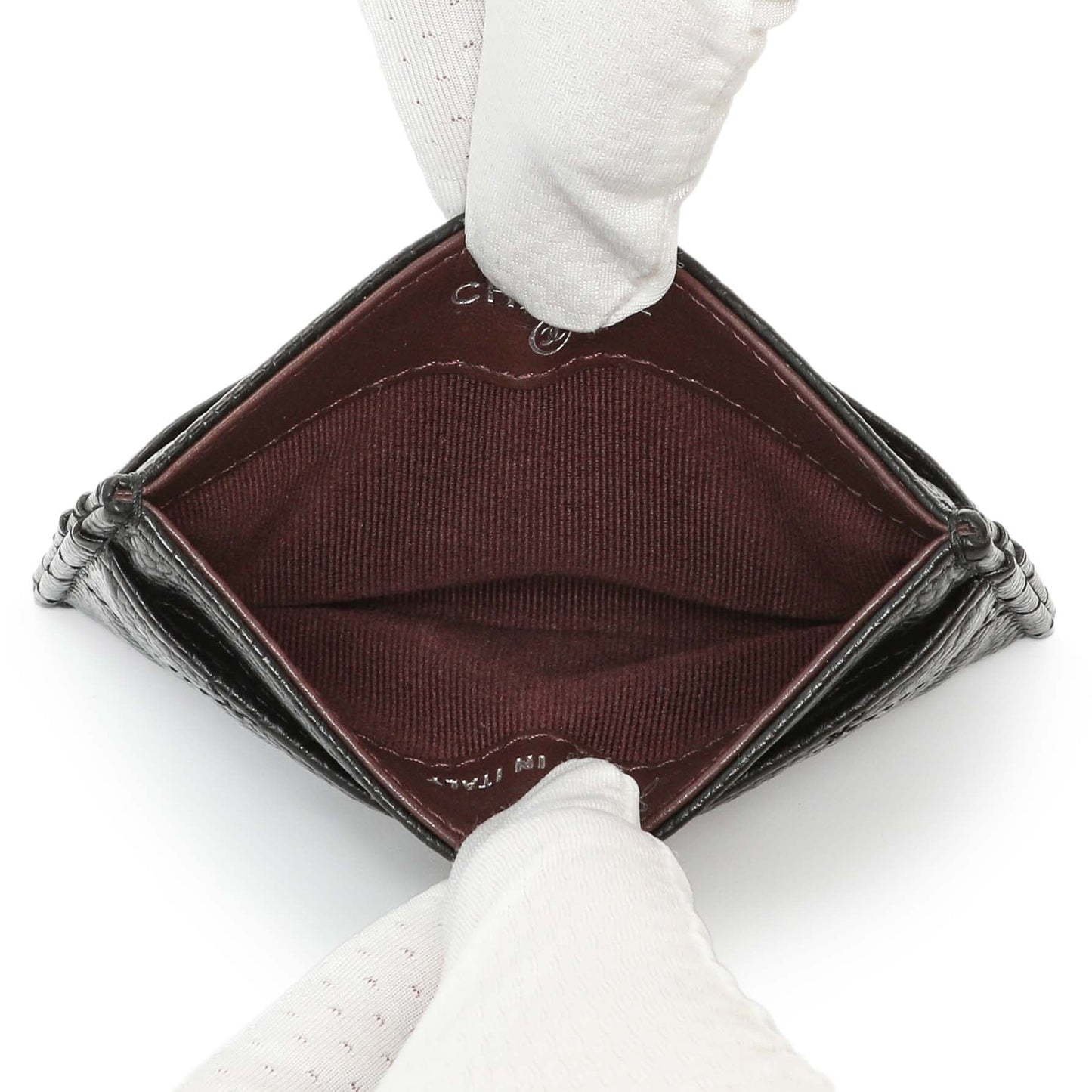 Exclusive Chanel Black Quilted Caviar Card Holder — Top View