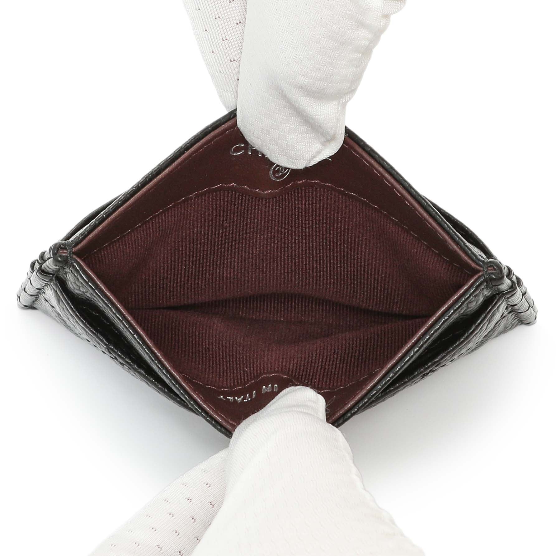 Exclusive Chanel Black Quilted Caviar Card Holder — Top View