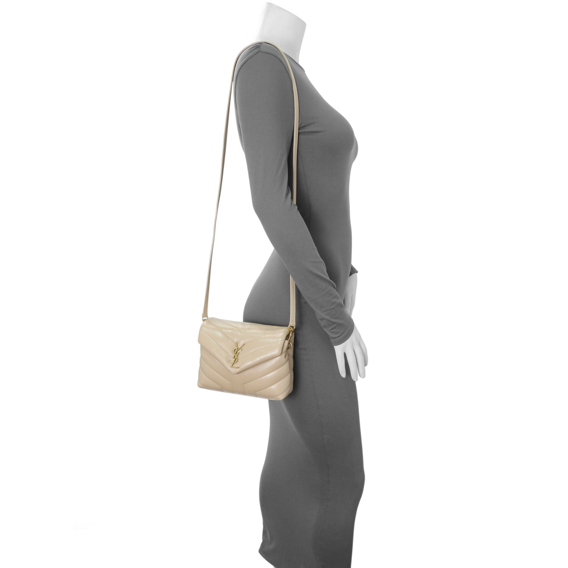 Exclusive Saint Laurent Beige Calfskin Monogram Toy Loulou Crossbody — Alternate View 7