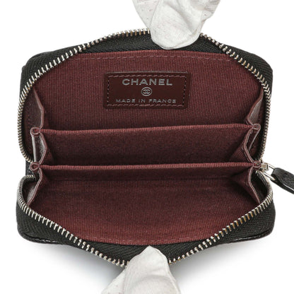 Exclusive Chanel Black Quilted Caviar Zip Coin Purse — Top View