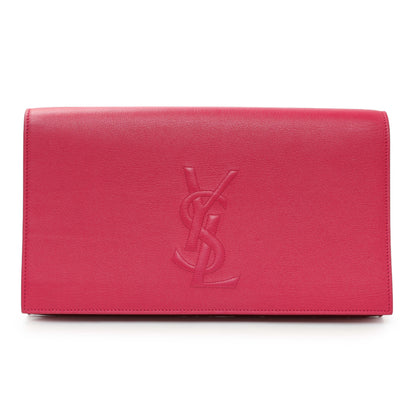 Exclusive Saint Laurent Fuchsia Calfskin Monogram Large Belle De Jour Clutch — Front View