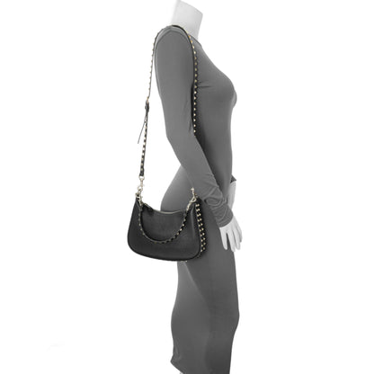 Exclusive Valentino Black Grained Calfskin Rockstud Crossbody — Lifestyle View