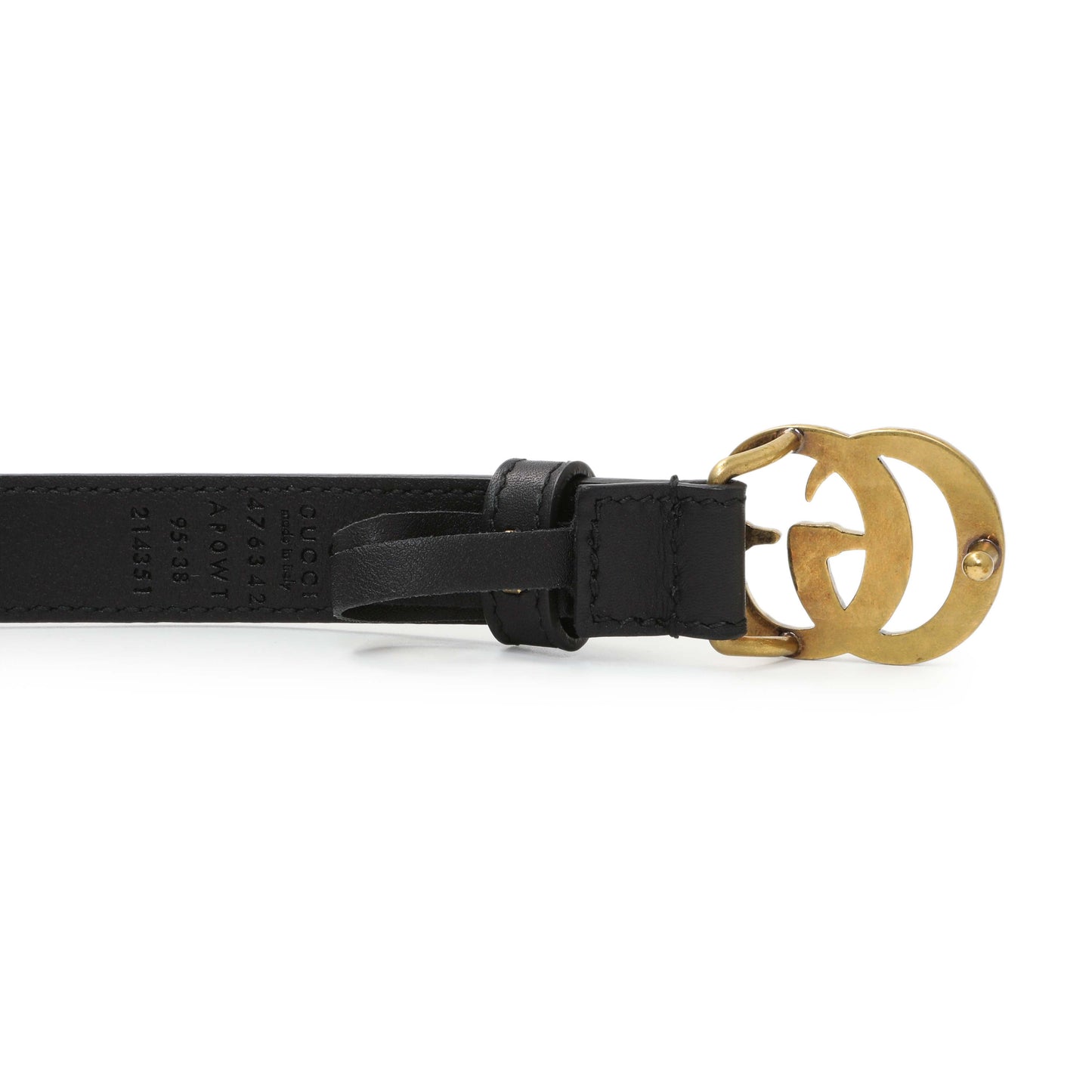 Exclusive Gucci Black Cream Moon Calfskin Pearl Double G 20mm Belt — Back View