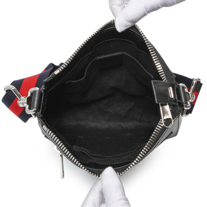 Exclusive Gucci GG Supreme Monogram Web Small Flat Messenger Bag — Top View