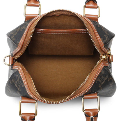 Exclusive Celine Triomphe Canvas Small Boston Bag — Top View