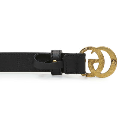 Exclusive Gucci Black Calfskin Double G 20mm Belt — Back View