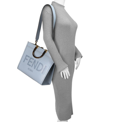Exclusive Fendi Azzurro Baby Vitello King Plexiglass Medium Sunshine Shopper Tote — Alternate View 10