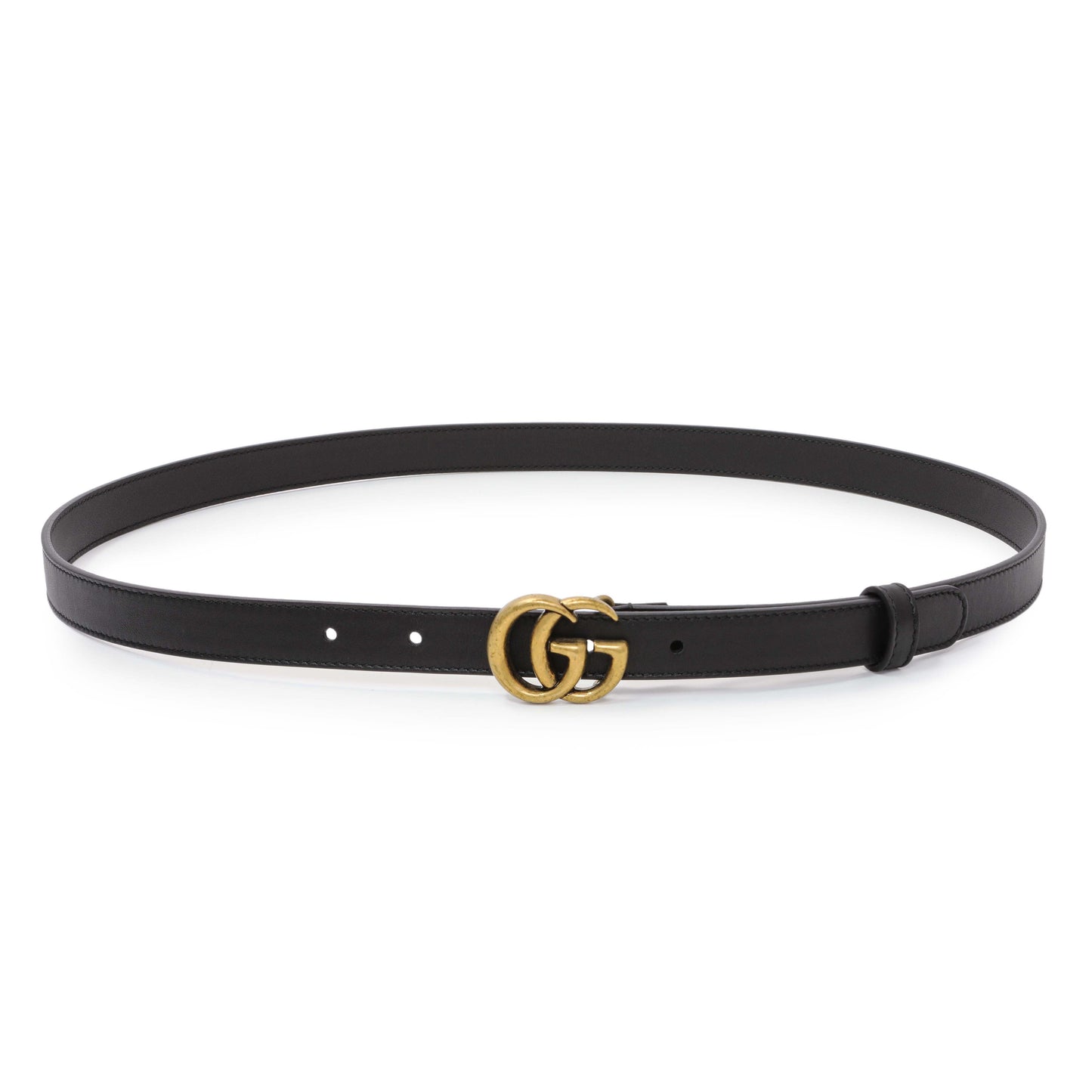 Exclusive Gucci Black Calfskin Double G 20mm Belt — Front View