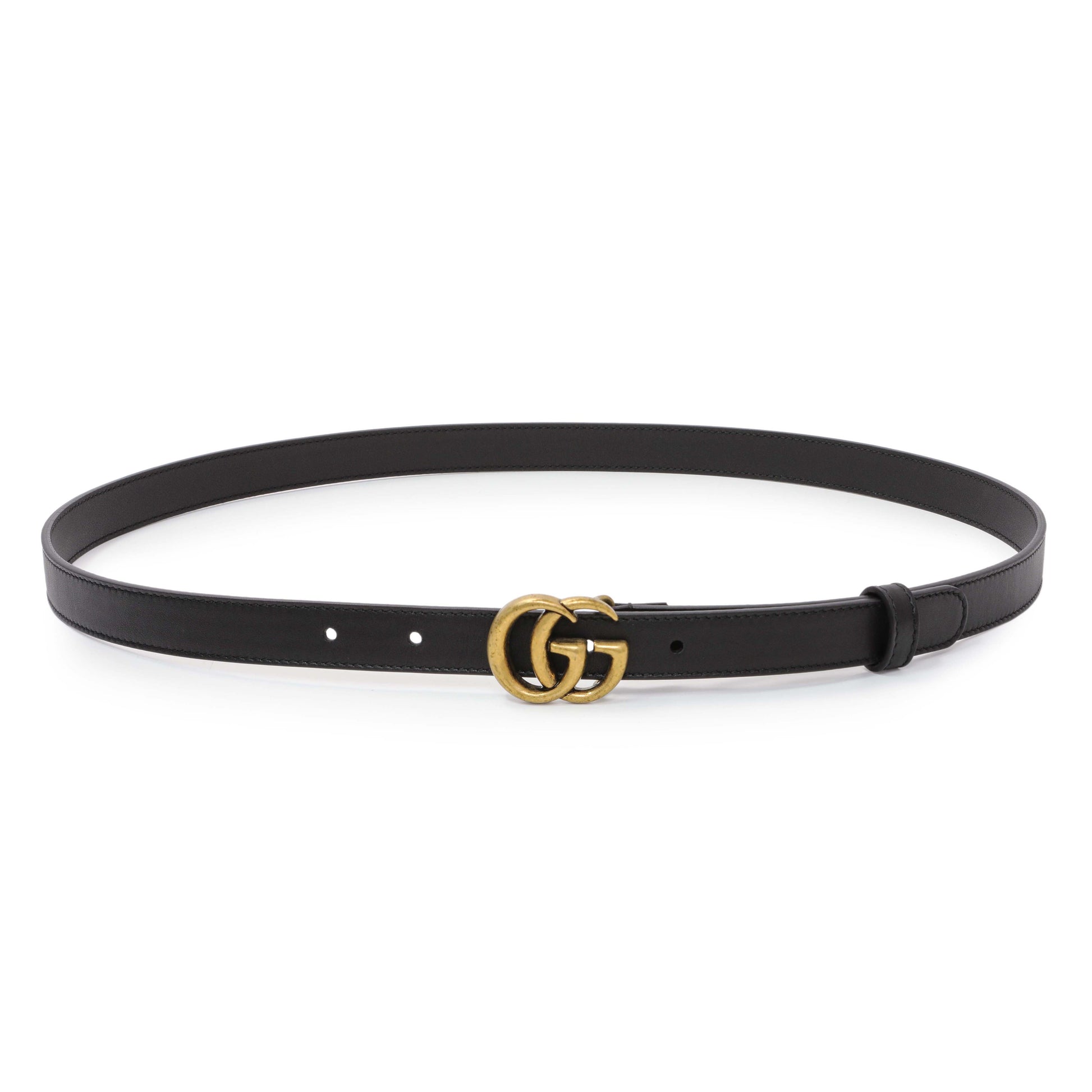 Exclusive Gucci Black Calfskin Double G 20mm Belt — Front View