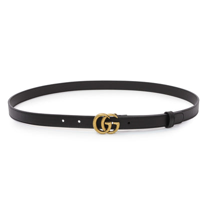 Exclusive Gucci Black Calfskin Double G 20mm Belt — Front View