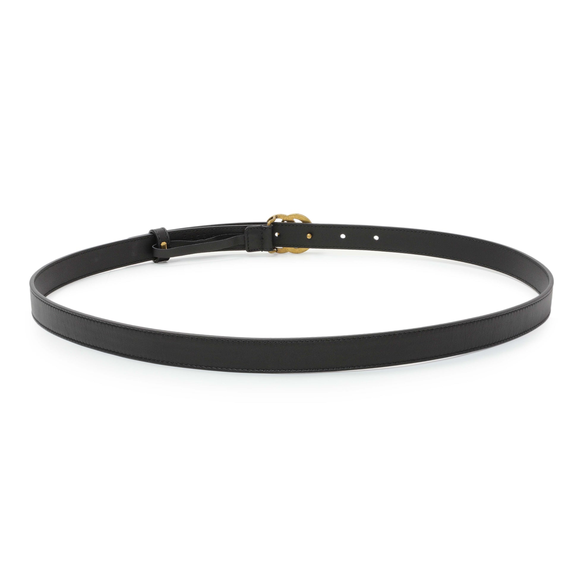 Exclusive Gucci Black Calfskin Double G 20mm Belt — Side View