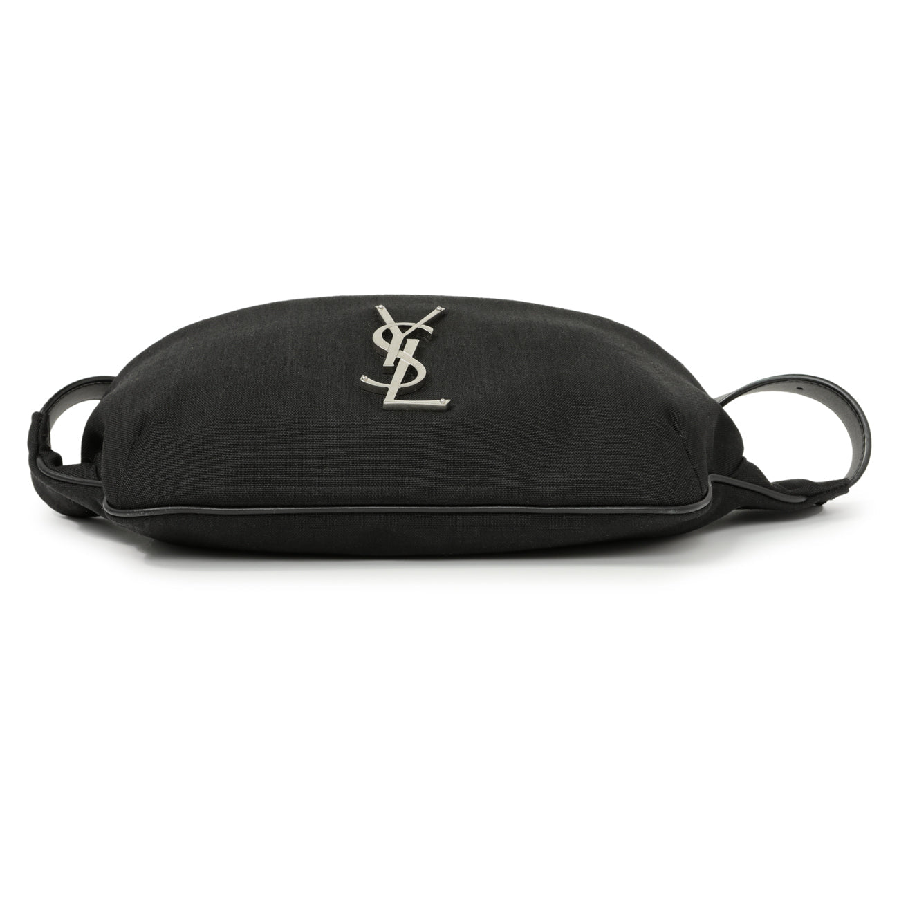 Exclusive Saint Laurent Black Canvas Cassandre Monogram Belt Bag — Back View