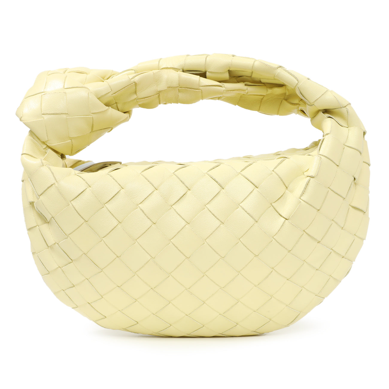 Exclusive Bottega Veneta Pale Yellow Nappa Intrecciato Mini Jodie — Front View
