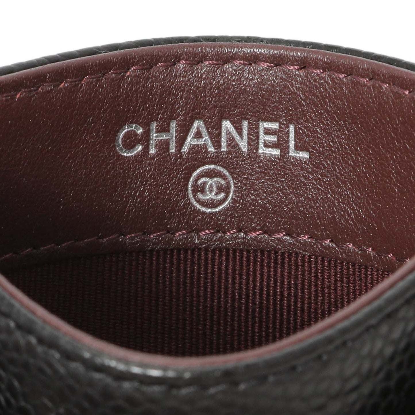 Exclusive Chanel Black Quilted Caviar Card Holder — Detail View