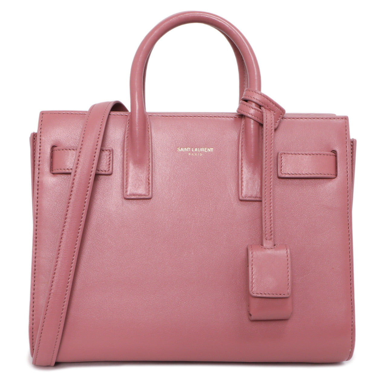Exclusive Saint Laurent Rose Dark Calfskin Nano Sac De Jour — Front View