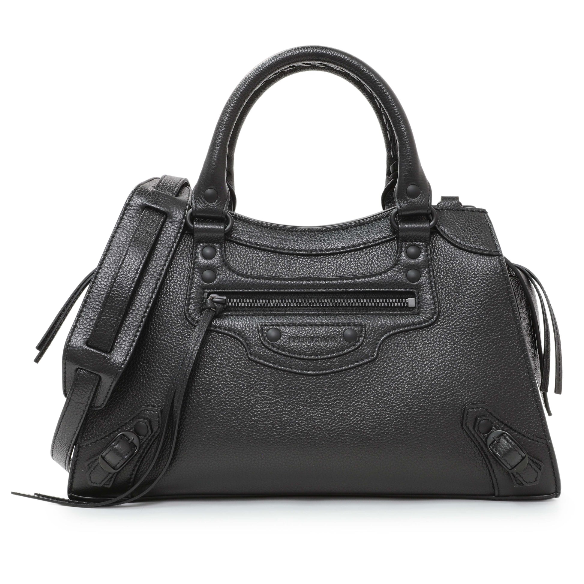 Exclusive Balenciaga Grained Calfskin Neo Classic Black Hardware S City — Front View