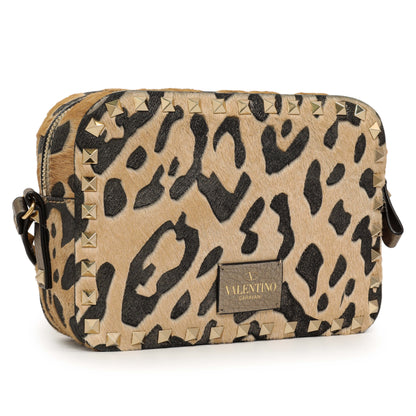 Exclusive Valentino Calf Hair Leopard Rockstud Camera Crossbody — Side View
