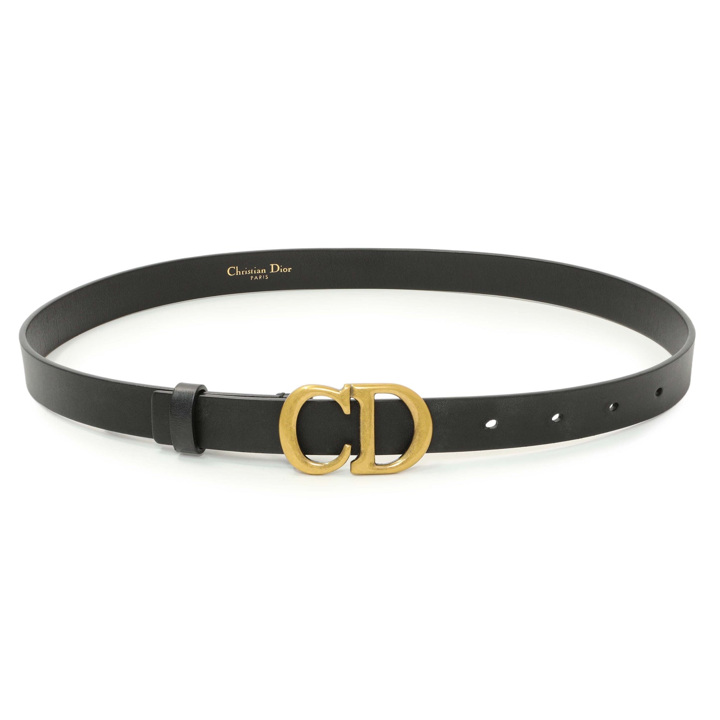 Exclusive Christian Dior Black Calfskin 20mm Saddle Belt — Front View