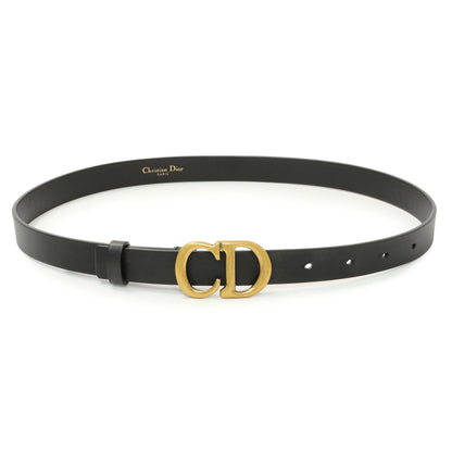 Exclusive Christian Dior Black Calfskin 20mm Saddle Belt — Front View
