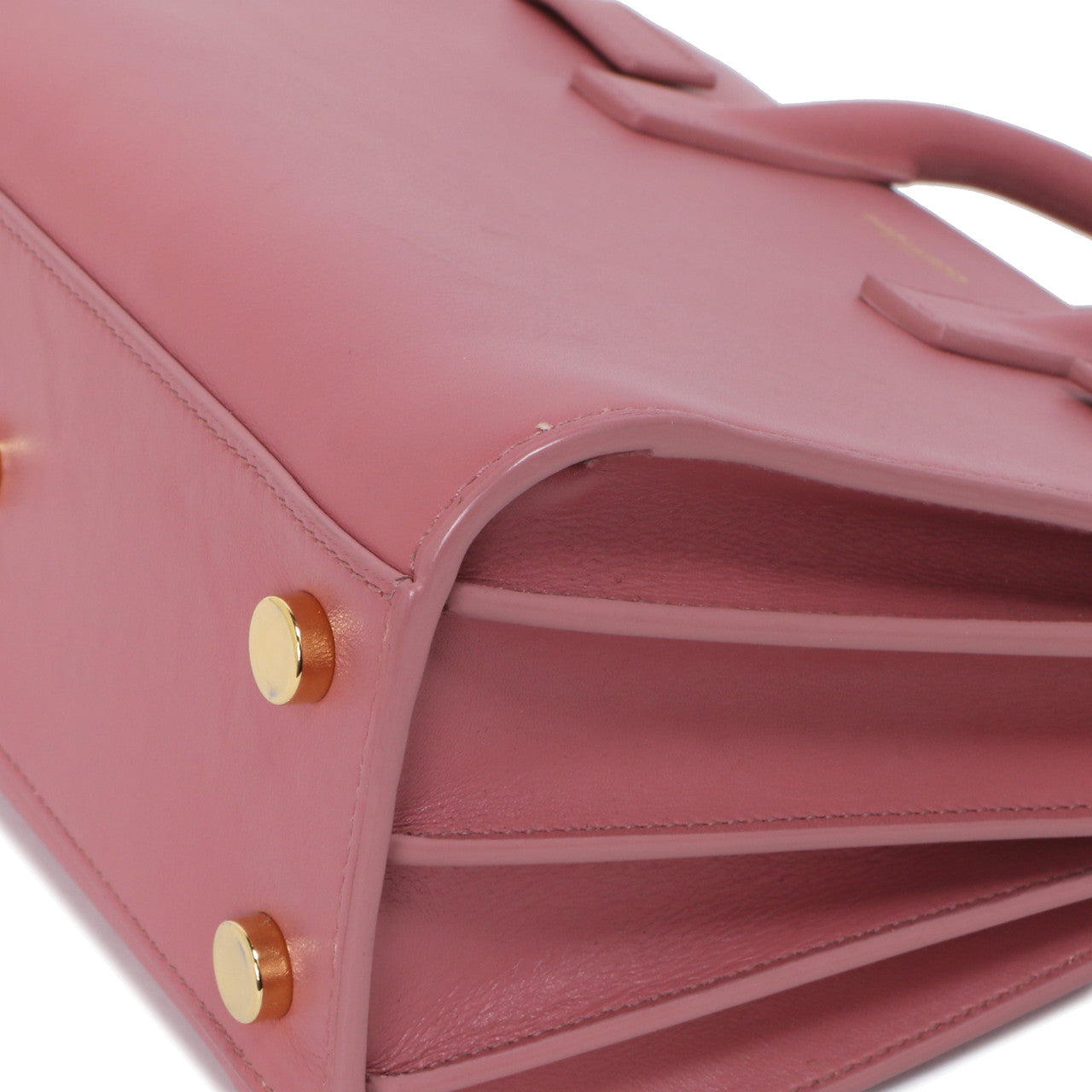 Exclusive Saint Laurent Rose Dark Calfskin Nano Sac De Jour — Detail View