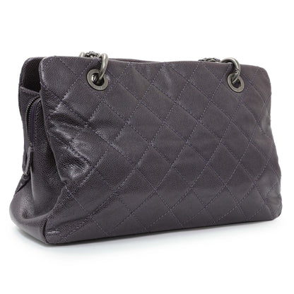 Exclusive Chanel Purple Iridescent Caviar Quilted Chic Shopping Tote — Side View