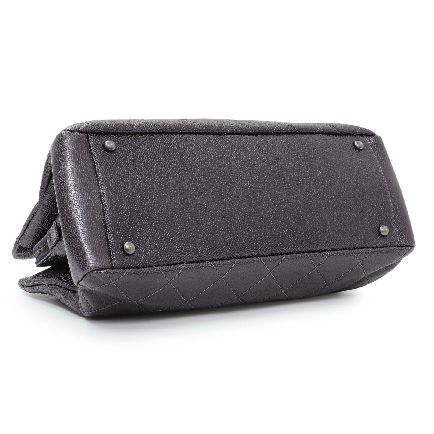 Exclusive Chanel Purple Iridescent Caviar Quilted Chic Shopping Tote — Back View