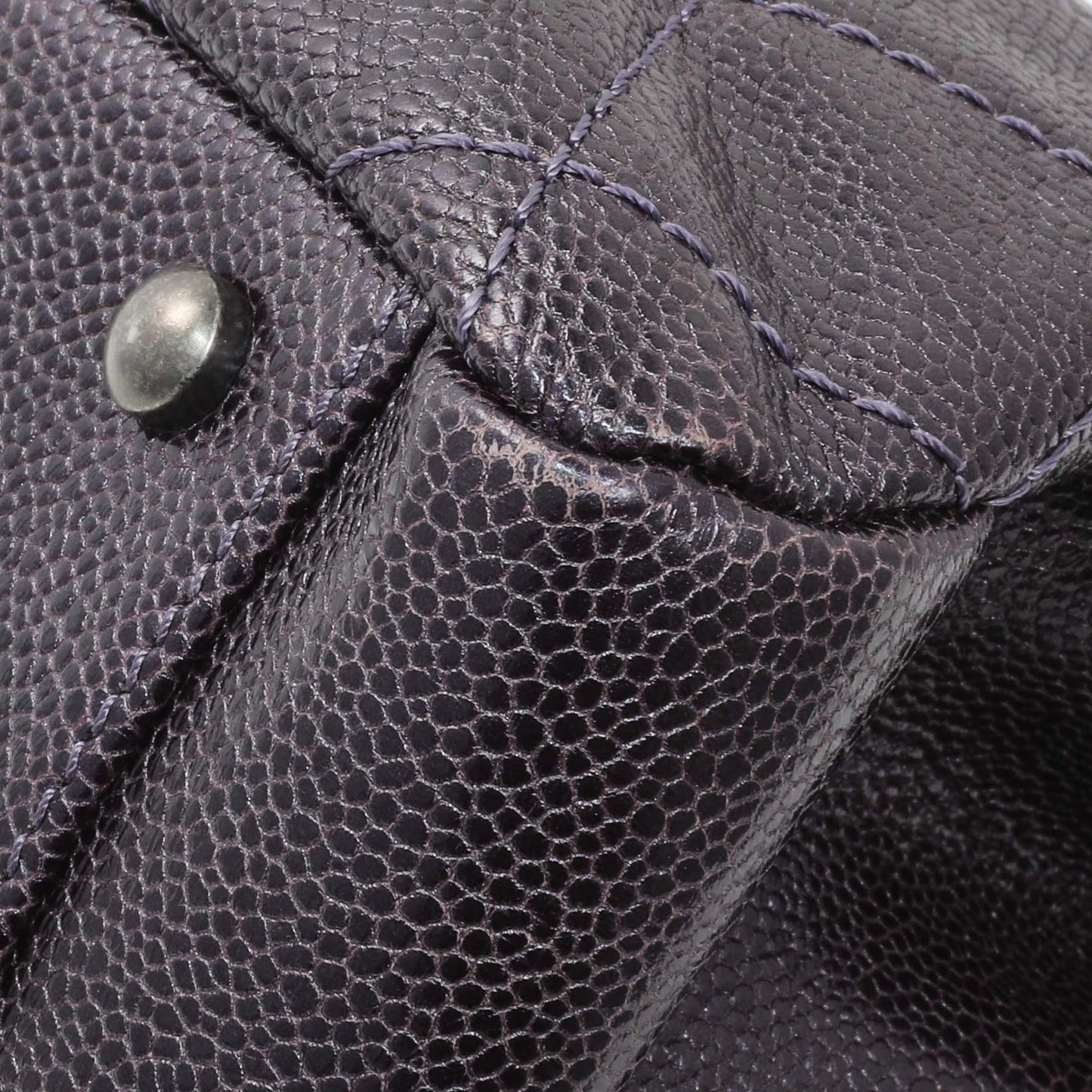 Exclusive Chanel Purple Iridescent Caviar Quilted Chic Shopping Tote — Detail View