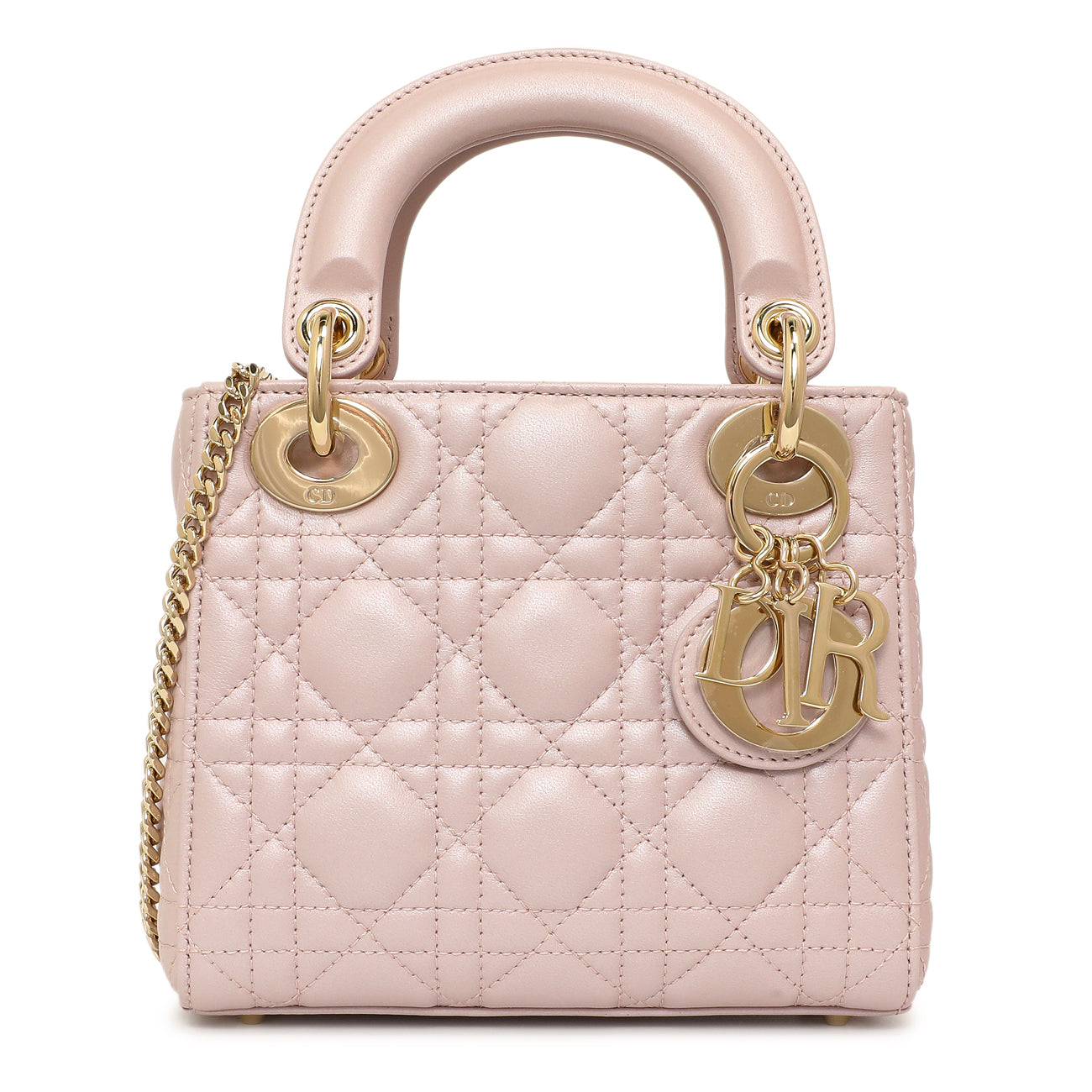 Exclusive Christian Dior Lotus Metallic Lambskin Cannage Mini Lady Dior — Front View