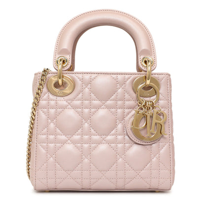 Exclusive Christian Dior Lotus Metallic Lambskin Cannage Mini Lady Dior — Front View
