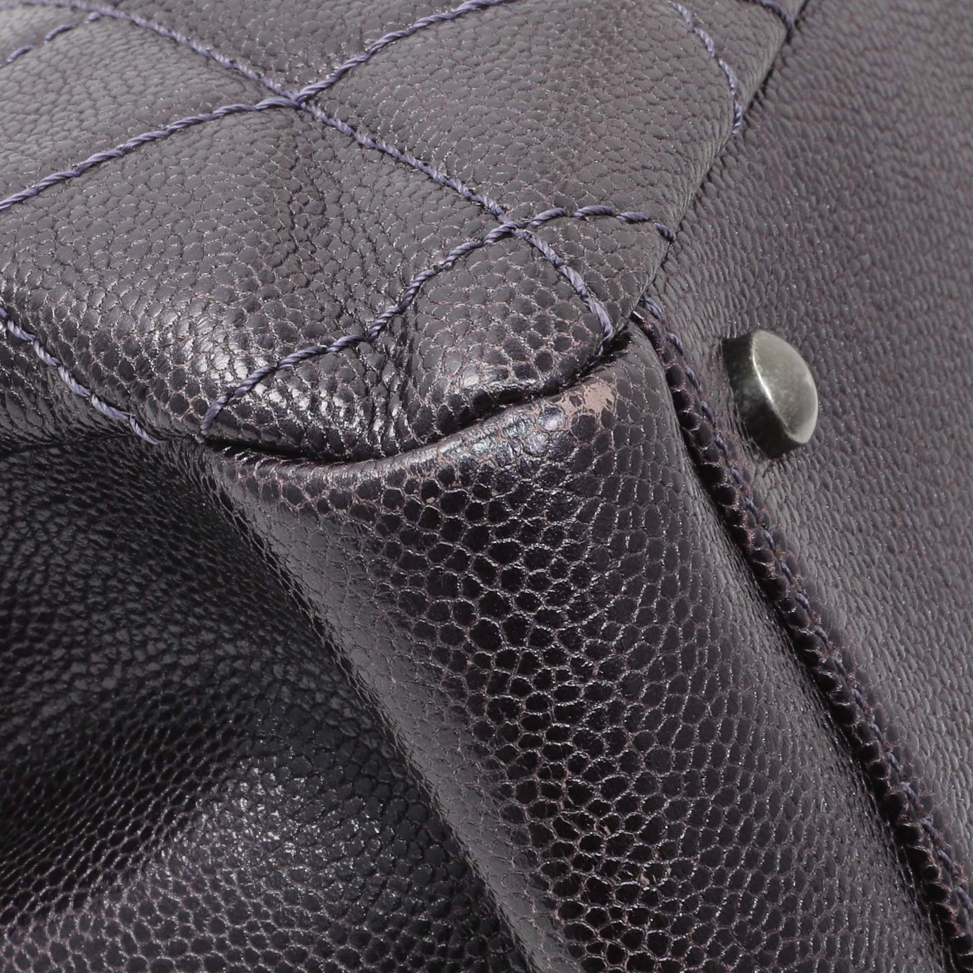 Exclusive Chanel Purple Iridescent Caviar Quilted Chic Shopping Tote — Lifestyle View