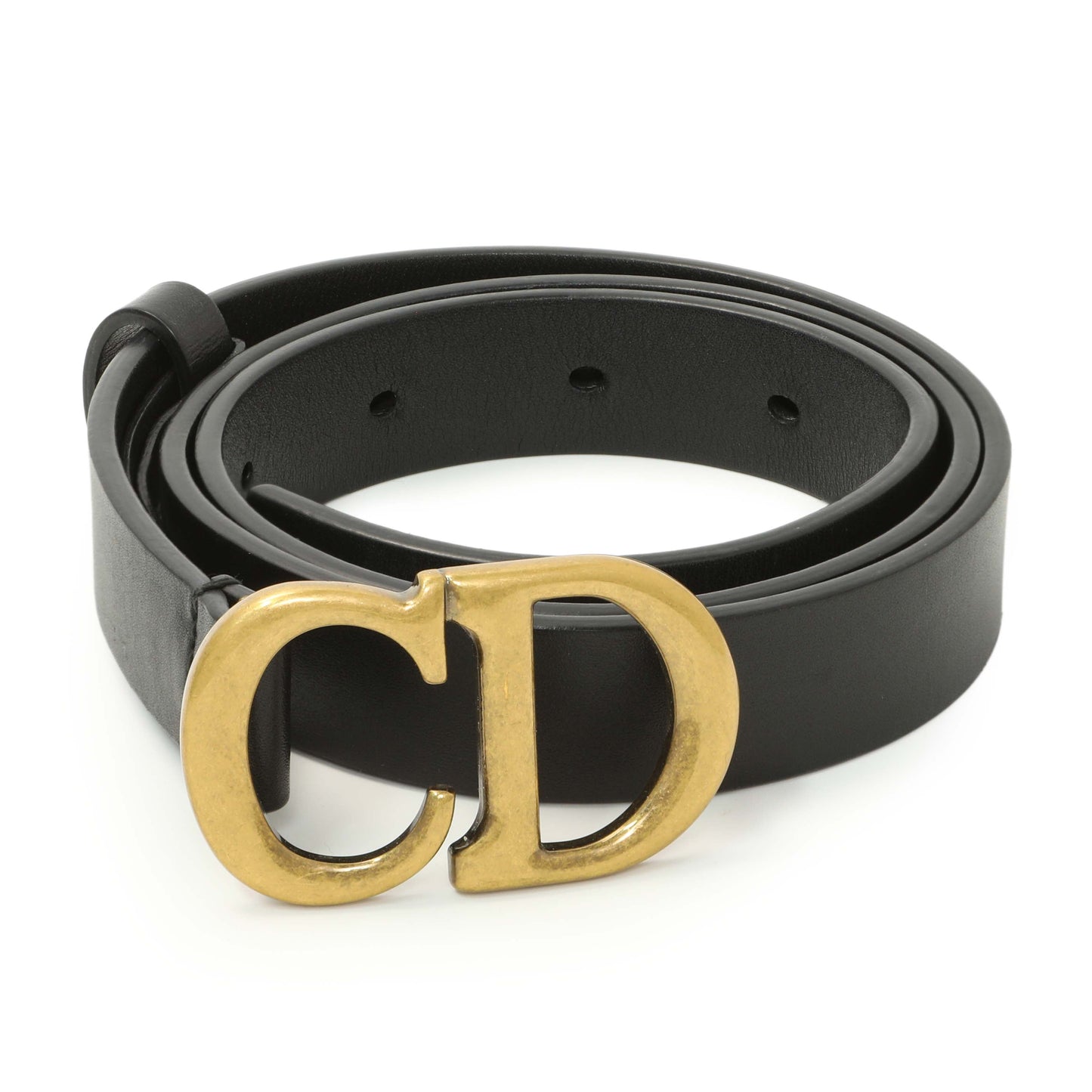 Exclusive Christian Dior Black Calfskin 20mm Saddle Belt — Back View