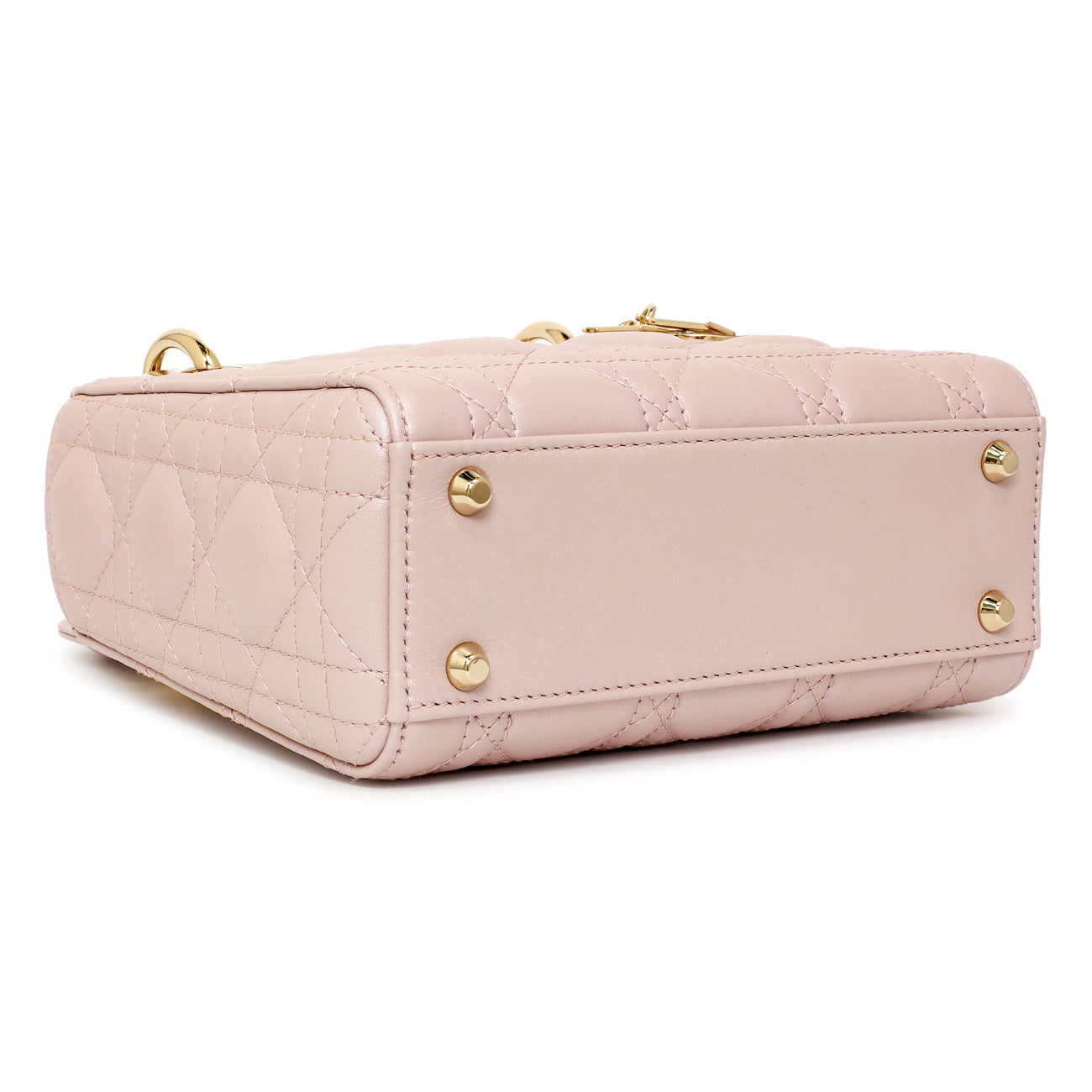 Exclusive Christian Dior Lotus Metallic Lambskin Cannage Mini Lady Dior — Back View