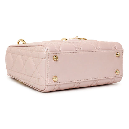 Exclusive Christian Dior Lotus Metallic Lambskin Cannage Mini Lady Dior — Back View